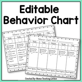 Behavior Chart Teachers Pay Teachers