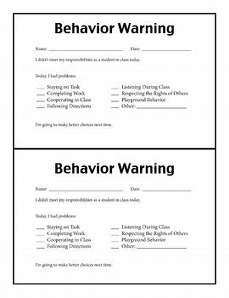 Behavior Slips Printable
