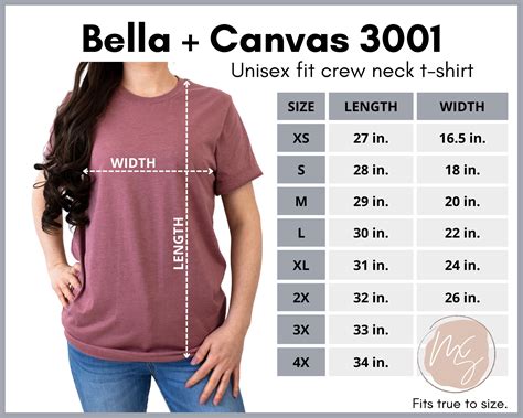 Bella And Canvas Size Chart