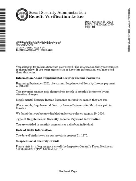 Benefit Verification Letter Template