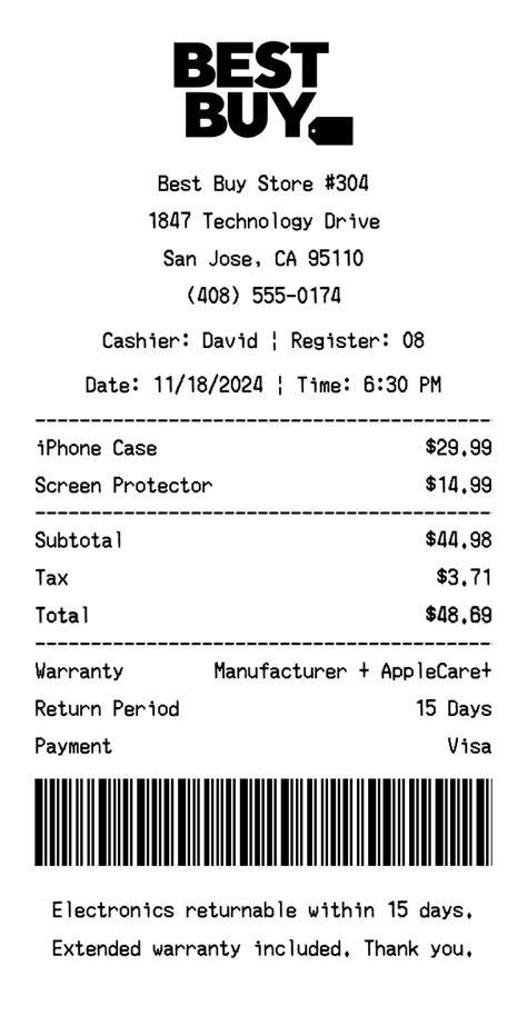 Best Buy Receipt Template