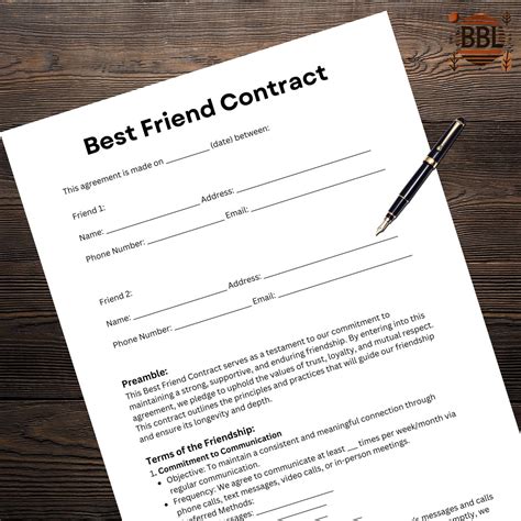 Best Friend Contract Template