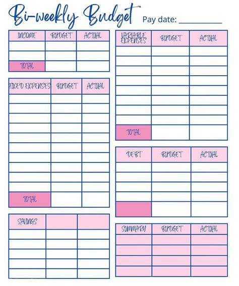 Bi Weekly Budget Template Free