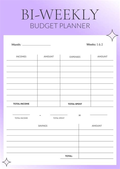 Bi-weekly Budget Template Free