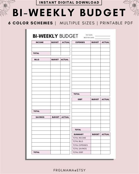Bi-weekly Budget Template Free Printable
