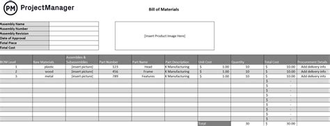 Bill Of Materials Template Excel