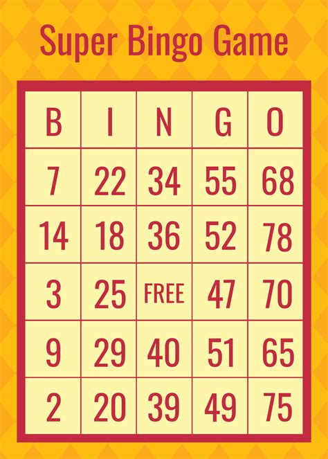 Bingo Game Card Template