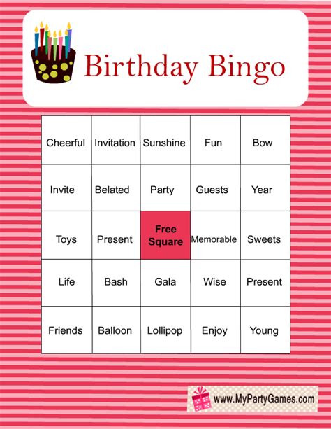 Birthday Bingo Printable Free
