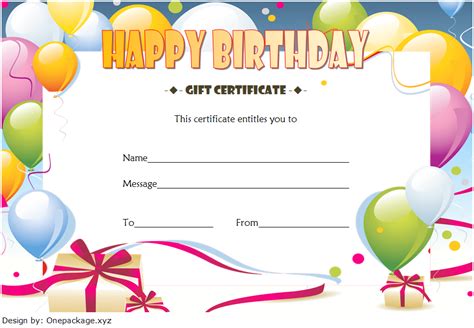 Birthday Gift Certificate Printable
