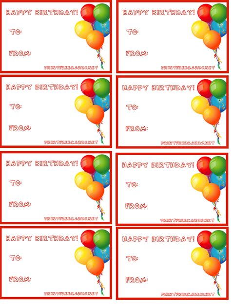 Birthday Labels Free Printable
