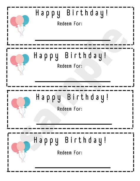 Birthday Printable Coupons