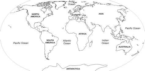 Black And White Printable World Map Outline