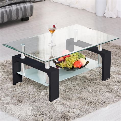 Black Glass Coffee Table Set