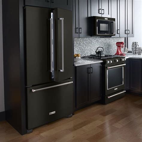 Black Stainless Steel Appliances with Dark Cabinets