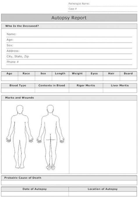 Blank Autopsy Report Template