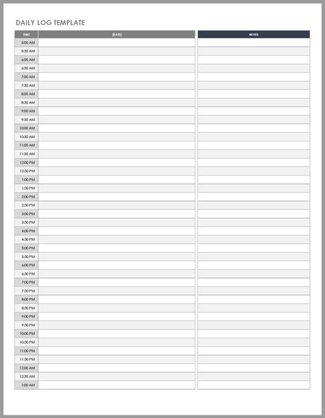Blank Daily Log Template