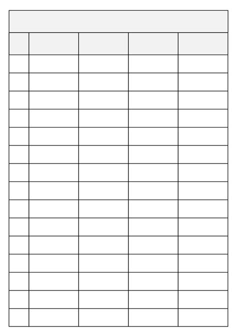 Blank Data Table Template