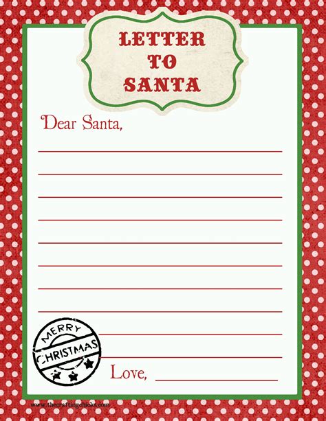 Blank Letter To Santa Printable