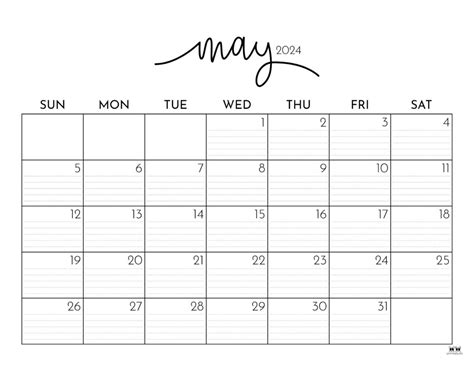 Blank May Calendar Printable