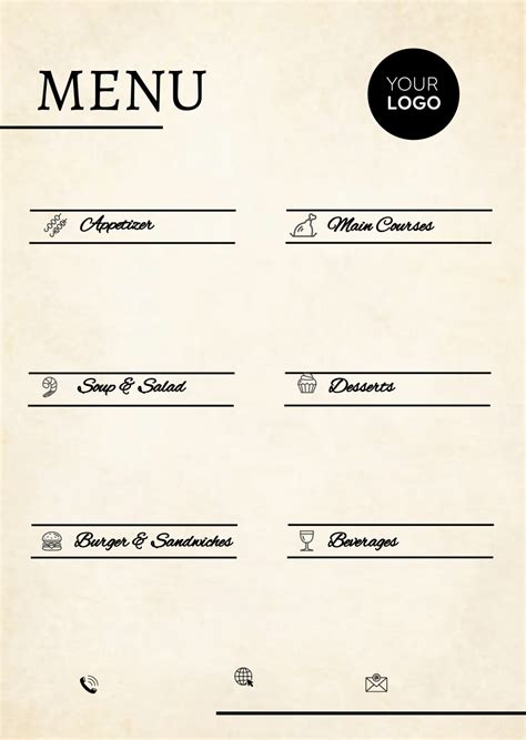 Blank Menu Template