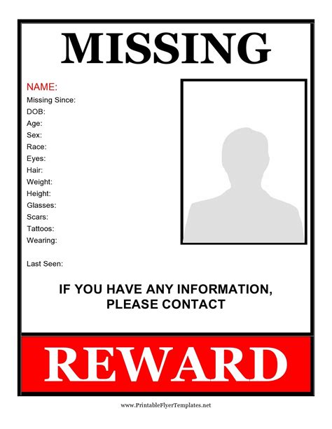 Blank Missing Person Template