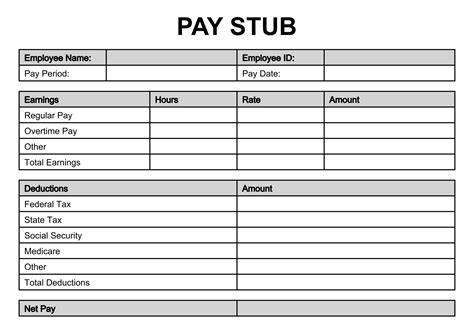 Blank Pay Stubs Template