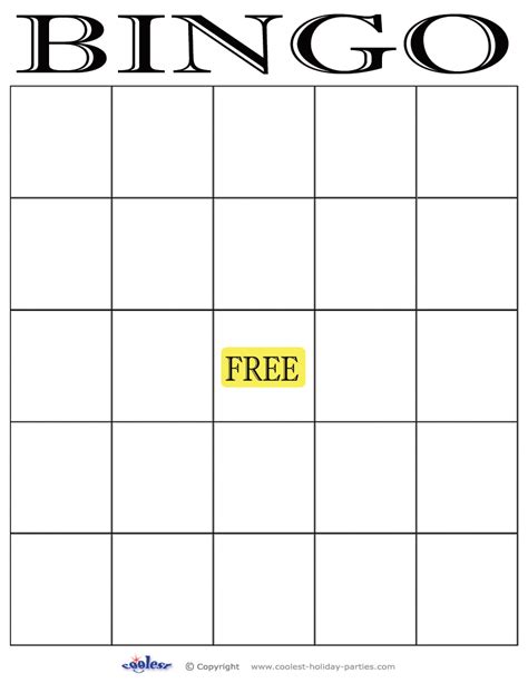 Blank Printable Bingo Cards Free