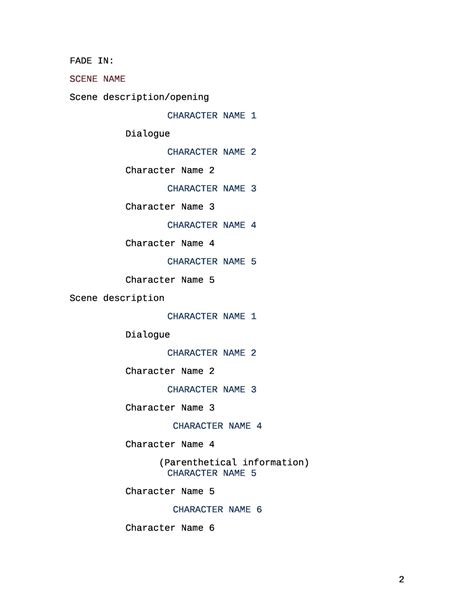 Blank Screenplay Template