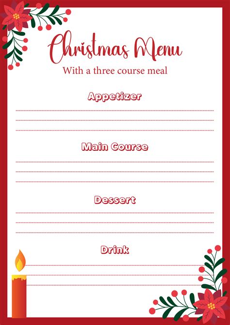Blank Xmas Menu Templates