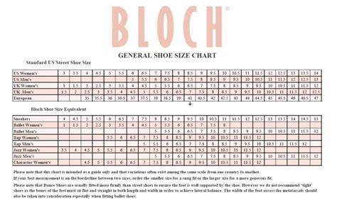 Bloch Tap Shoes Size Chart