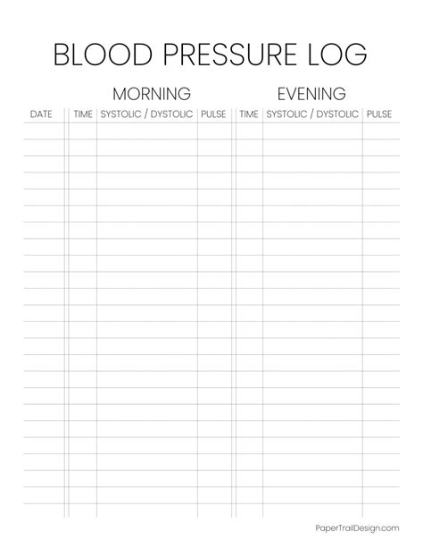 Blood Pressure Log Free Printable