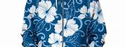 Blue Flower Print Zip Hoodie