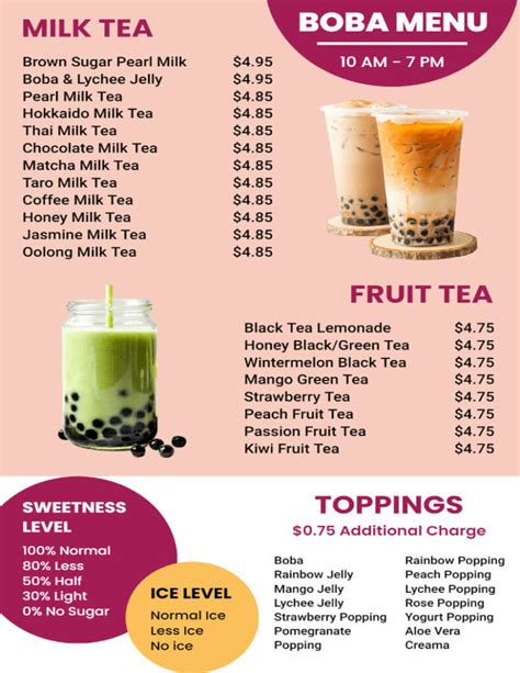 Boba Tea Menu Template