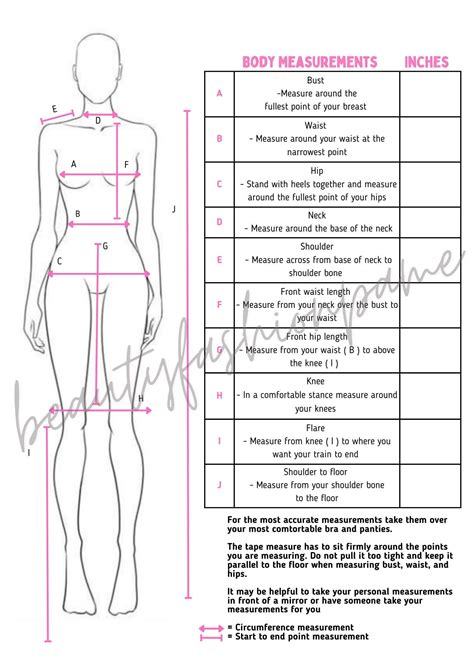 Body Measurement Chart For Sewing