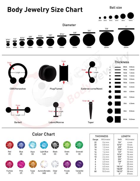 Body Piercing Jewelry Size Chart