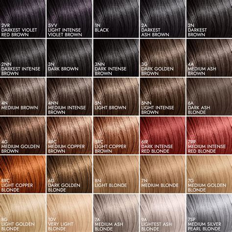 Bondbar Hair Color Chart