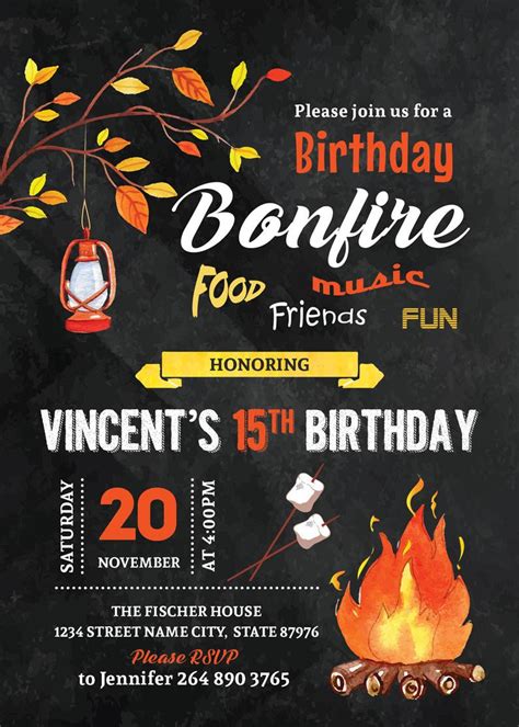 Bonfire Invitations Template