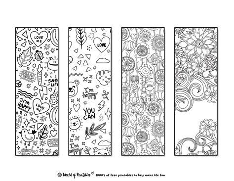 Bookmark Printables To Color