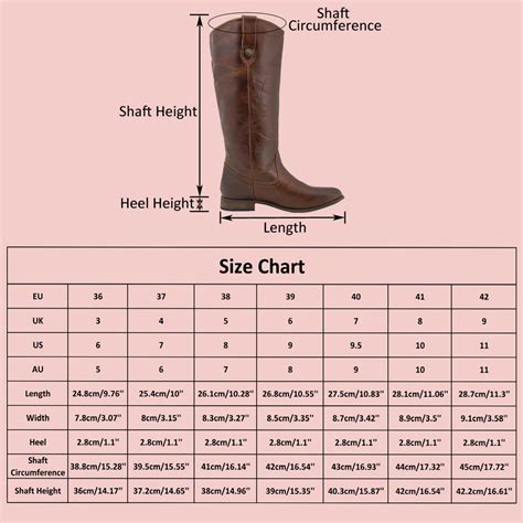 Boot Size Chart For Women