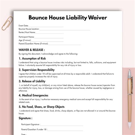 Bounce House Liability Waiver Template