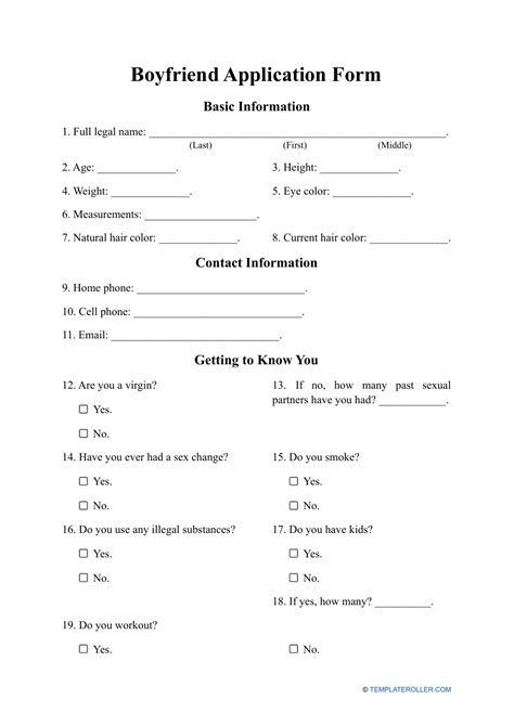 Boyfriend Application Template