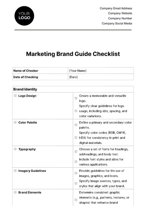 Brand Checklist Template