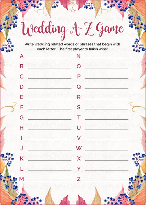 Bridal Shower Games Printable