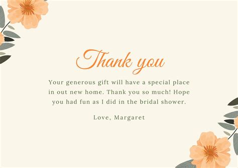 Bridal Shower Thank You Note Template