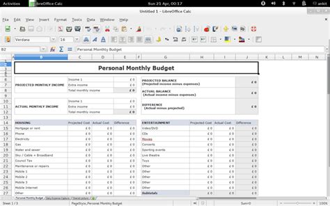 Budget Spreadsheet Libreoffice Template Free