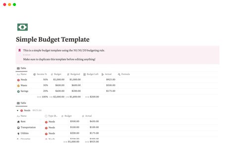 Budgeting Notion Template