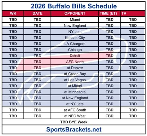 Buffalo Bills Football Schedule Printable