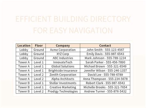 Building Directory Template