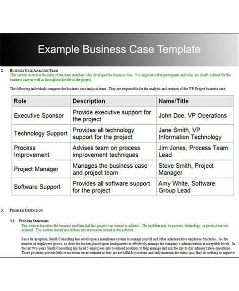 Business Case Analysis Template