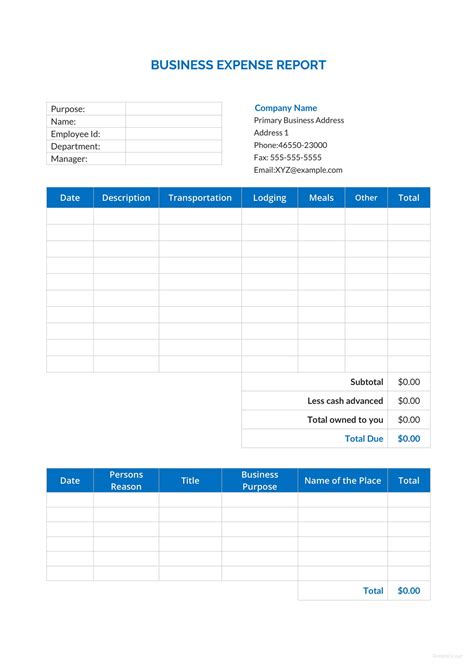 Business Expense Template
